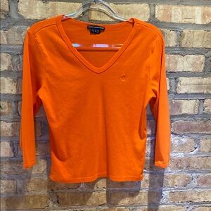 Orange V-Neck Women's Top